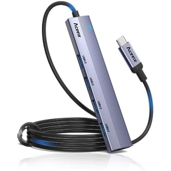 Aceele USB C Hub 4 Ports, Aluminum USB C to USB Hub with 2ft Extended Cable