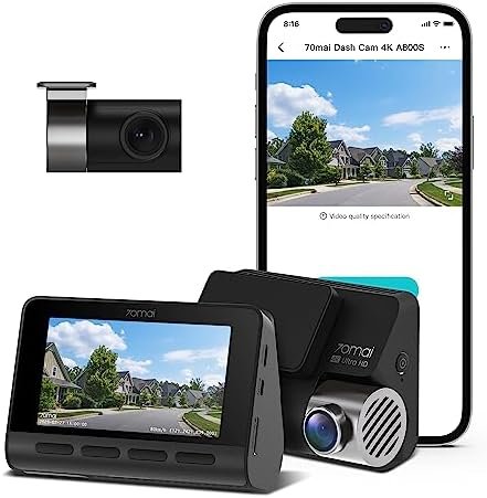 70mai True 4K Dash Cam A800S with Sony IMX415, Front and Rear, Built in GPS