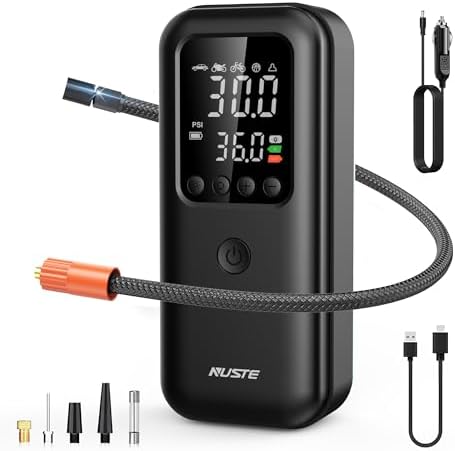 NUSTE Cordless Tire Inflator Portable Air Compressor, 3X Faster Air Pump