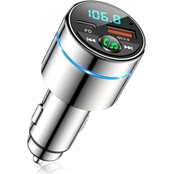 FM Transmitter for Car Bluetooth 5.3, FOCBYE Bluetooth Car Kit [All-Metal]