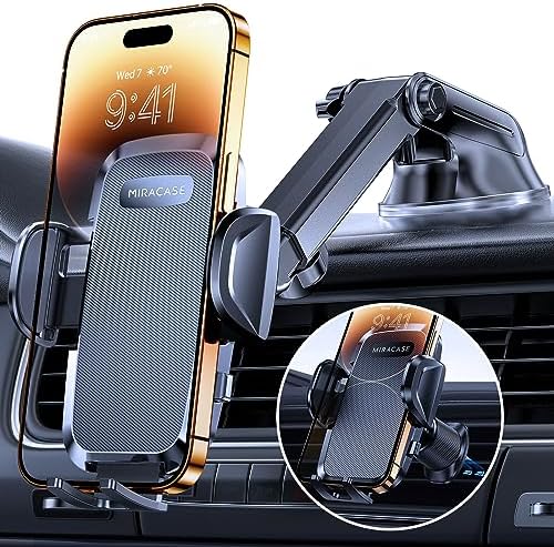 Miracase Car Phone Mount, [Upgraded Strong Military Grade Suction Cup]